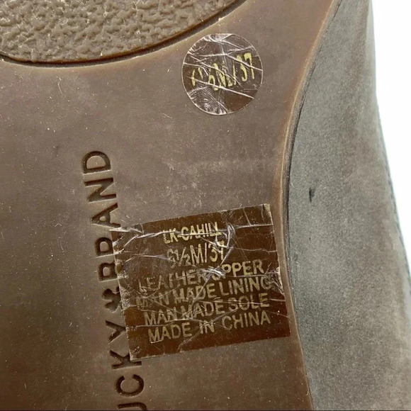 Lucky Brand womens Flats size 6.5 37 Cahill open gray Leather mule Academia - Picture 13 of 14